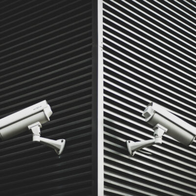 two security cameras facing the opposite directions