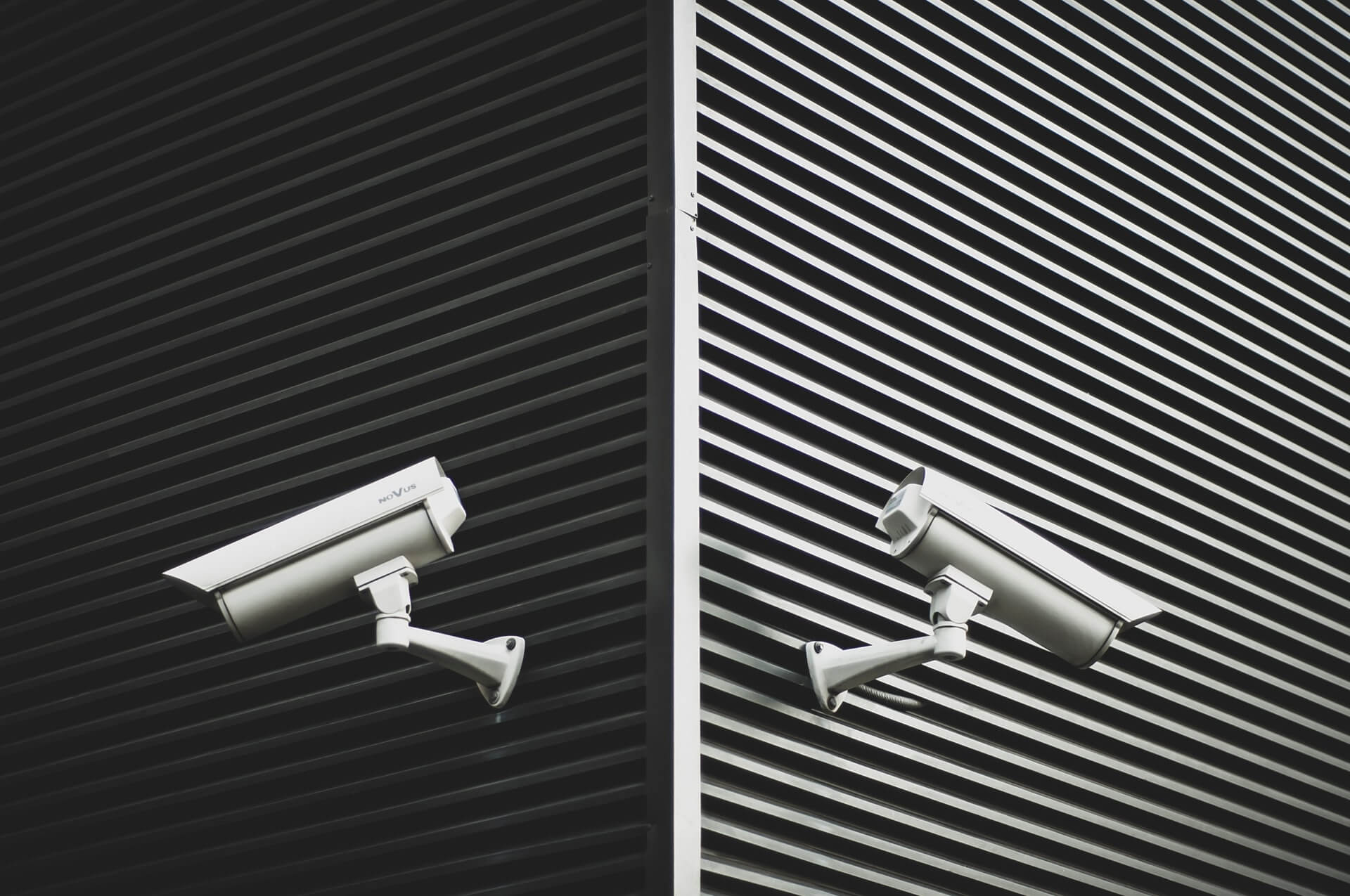 two security cameras facing the opposite directions