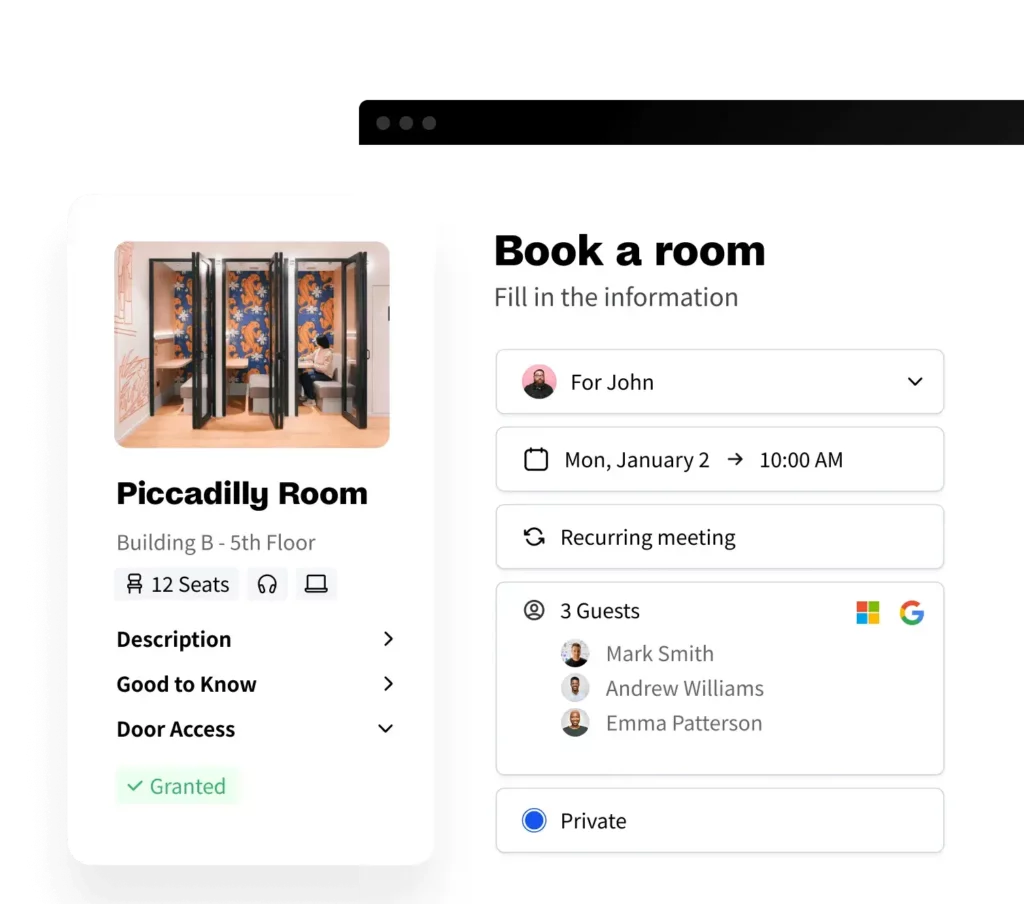 A screenshot of Archie's room booking feature.