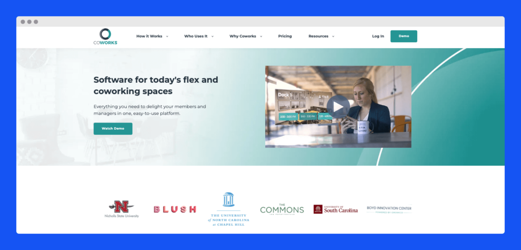 A screenshot of Coworks' website.