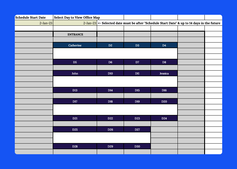 A sneak peek of the hot desk booking template.