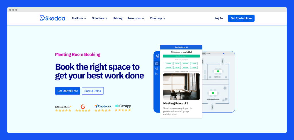 Skedda - room booking software screenshot.