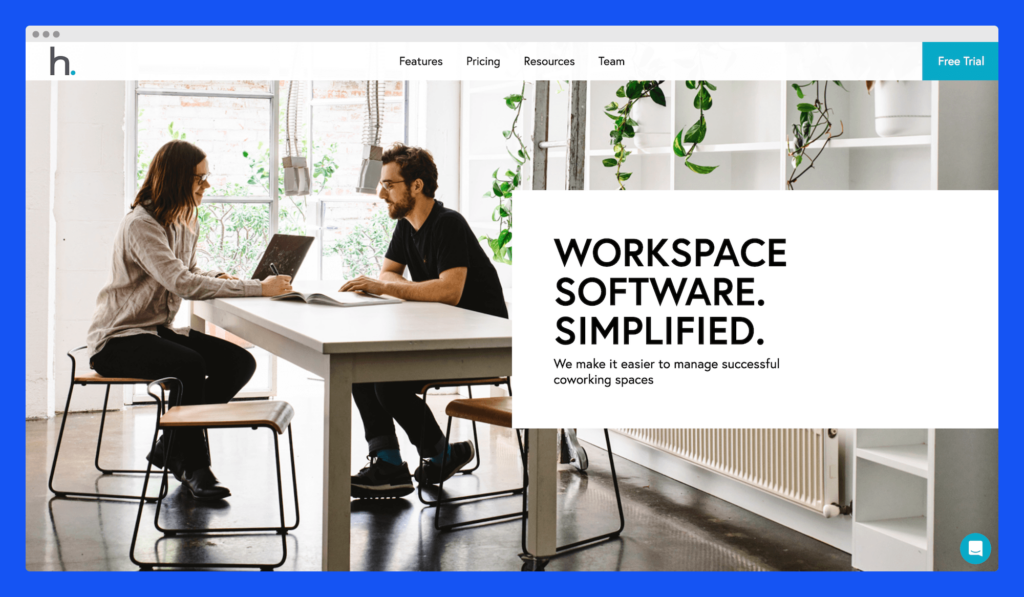 Habu - coworking software website mockup.