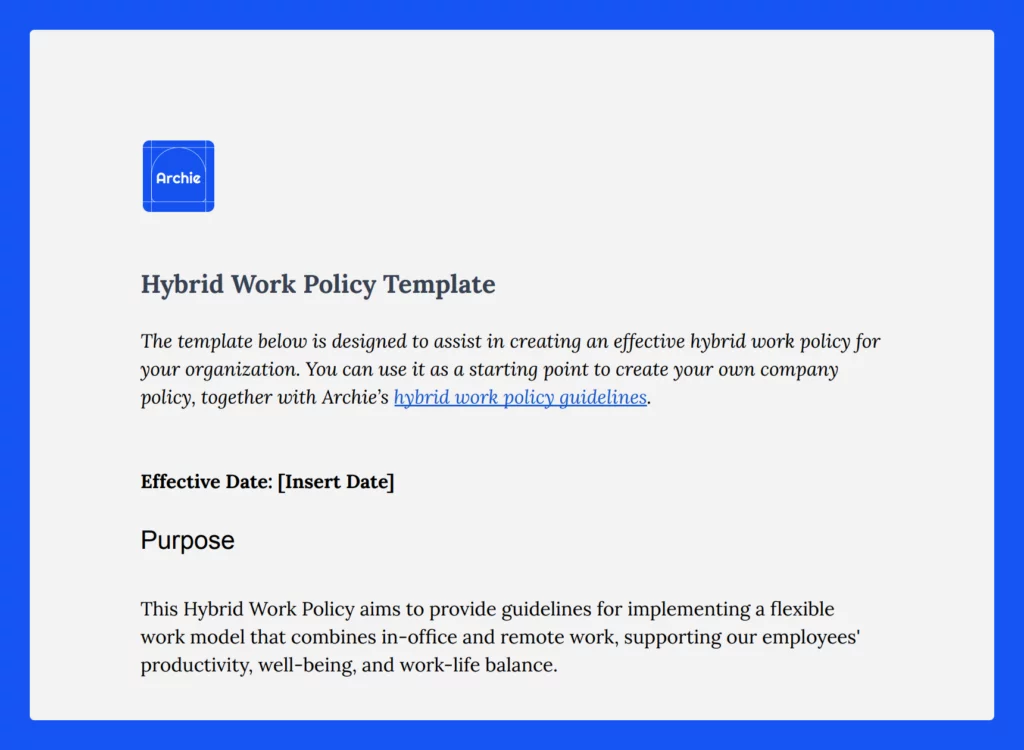 Hybrid work policy template.