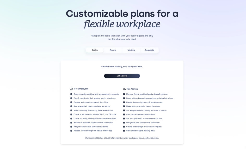 Tactic - pricing plans.