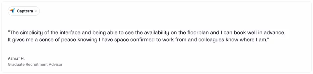 YAROOMS Capterra user review.