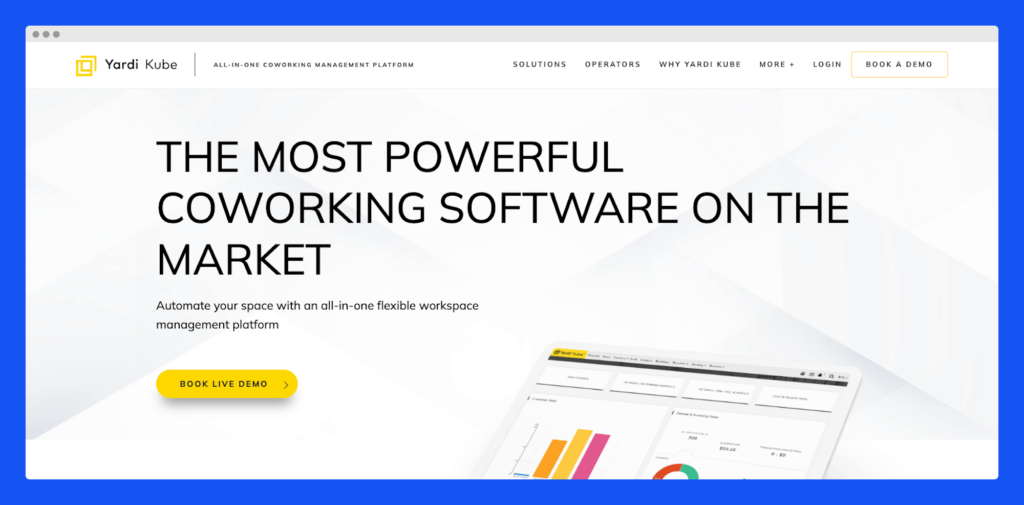 Yardi Kube - coworking software website mockup.