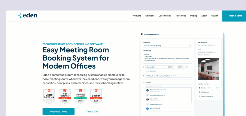 Eden - room booking software screenshot.