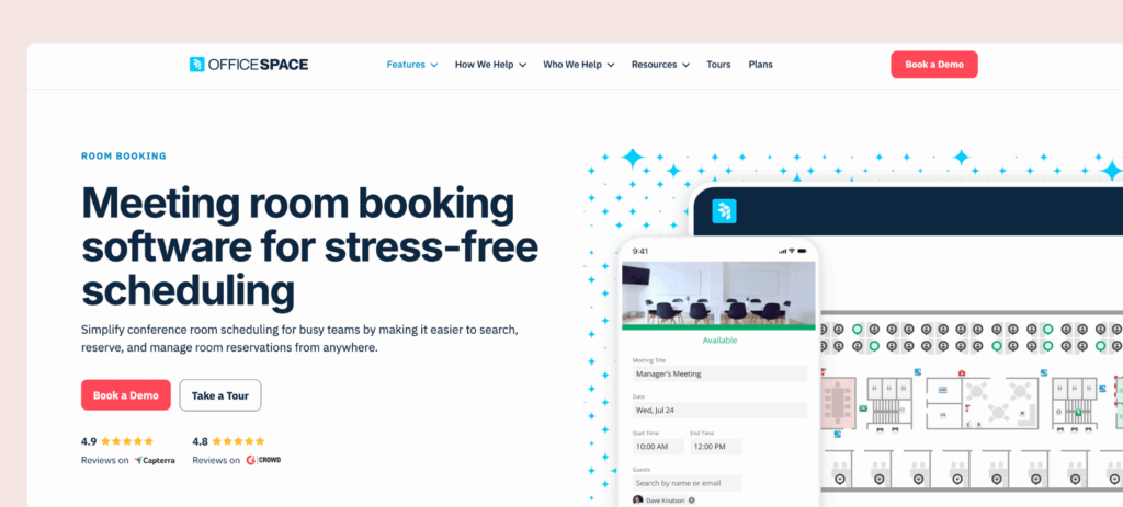 OfficeSpace - room booking software screenshot.