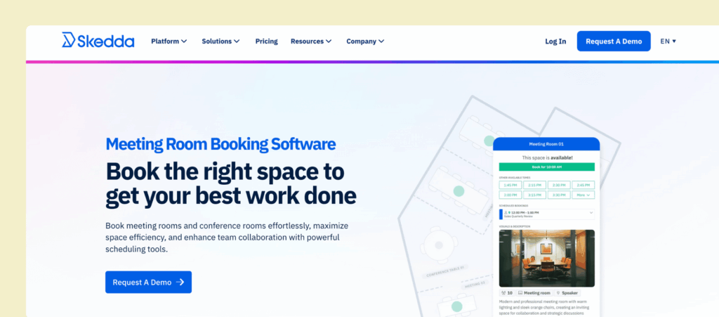 Skedda - room booking software screenshot.