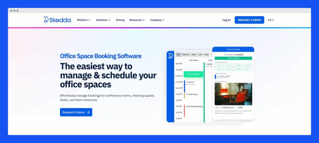 Skedda - hybrid office software example.