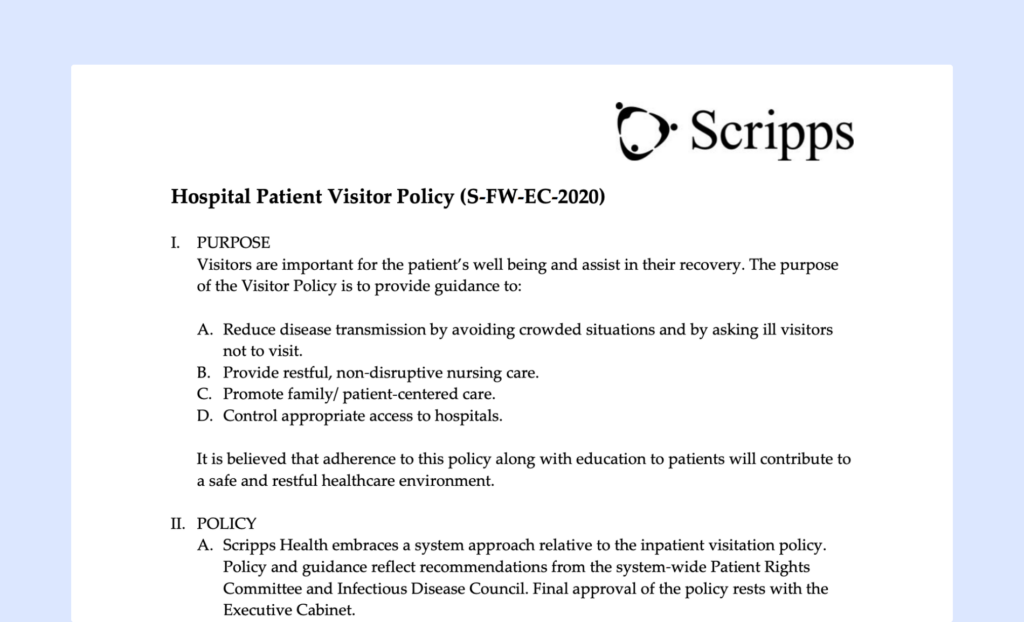 Workplace visitor policy example.