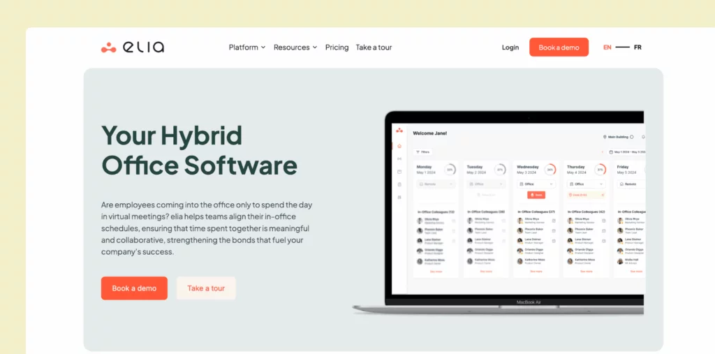 elia - hybrid workplace management software example.