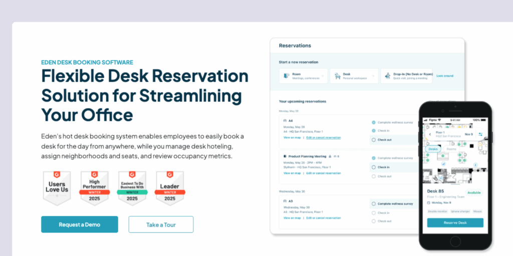 Eden - desk booking software screenshot.