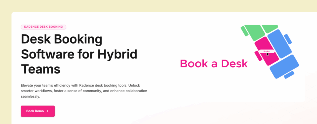 Kadence - desk booking software screenshot.