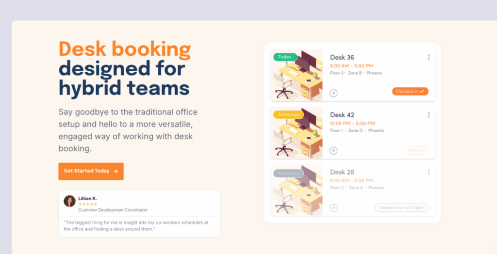Tactic - desk booking software screenshot.