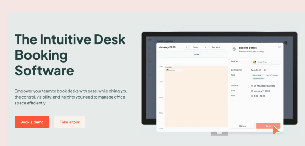 elia - desk booking software screenshot.