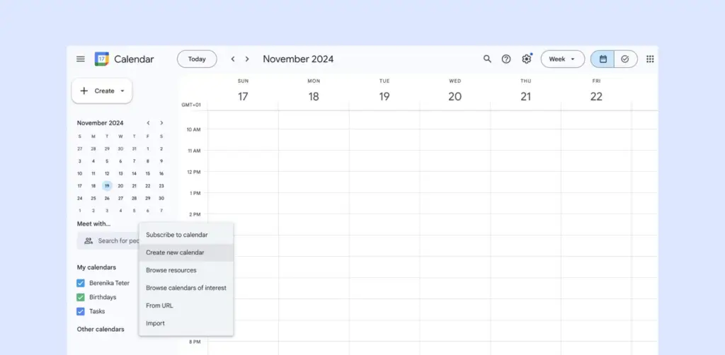 Setting up Google Calendar.