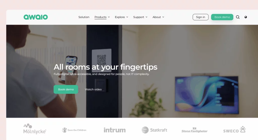 Awaio - meeting room booking system screenshot.