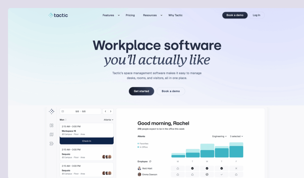 Tactic - hybrid workplace management software example.