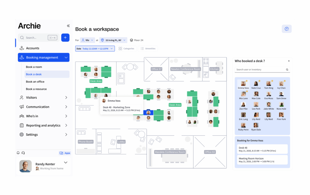 Archie - workspace booking UI.