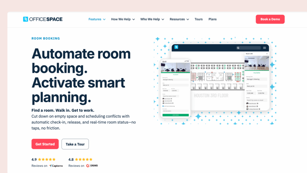 OfficeSpace - room booking software screenshot.