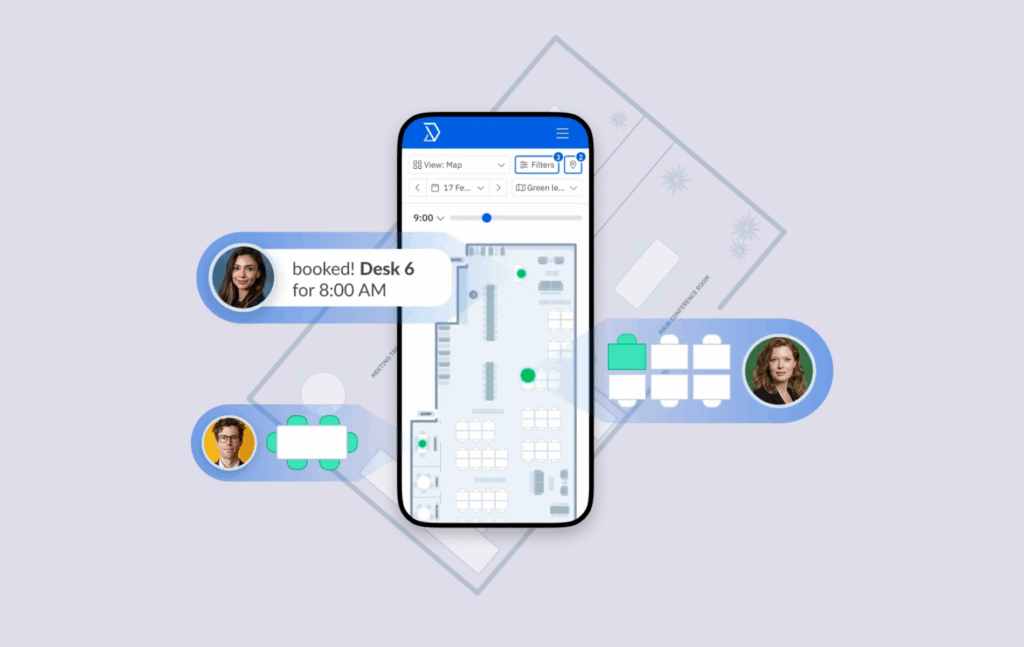Skedda Mobile app UI.