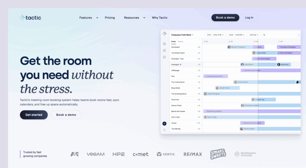 Tactic - room booking software screenshot.