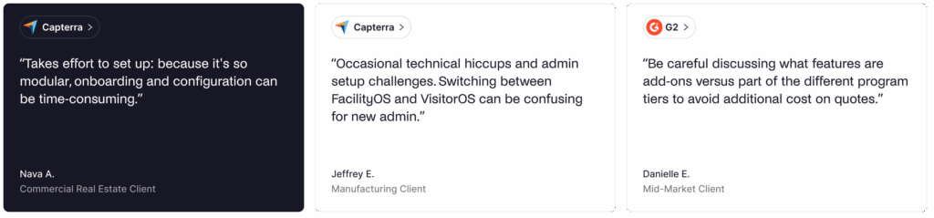 iLobby VisitorOS negative reviews.