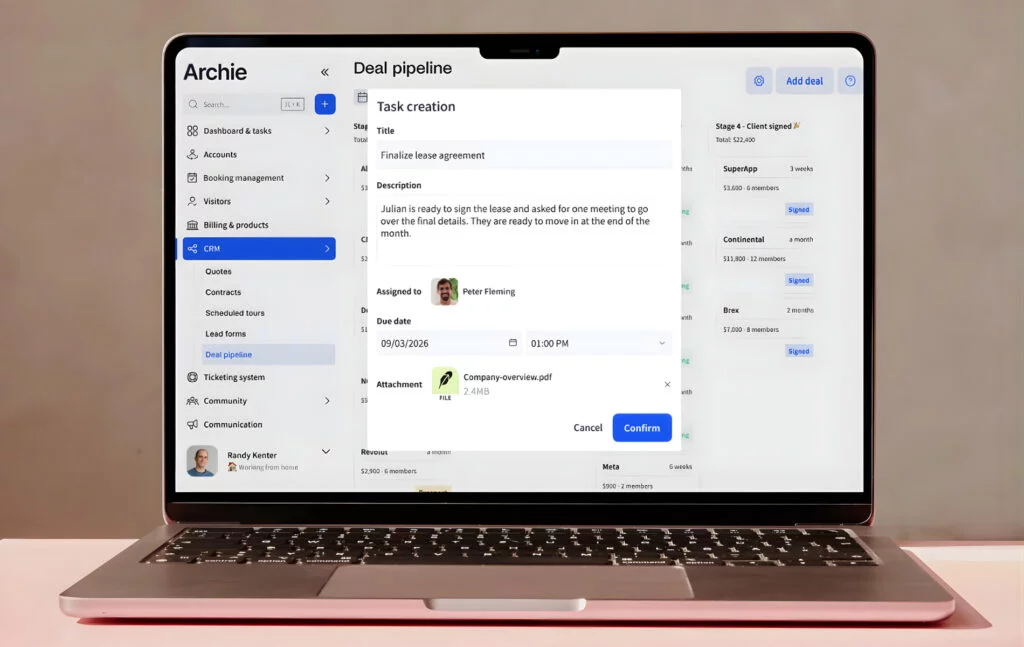Archie Coworking CRM.