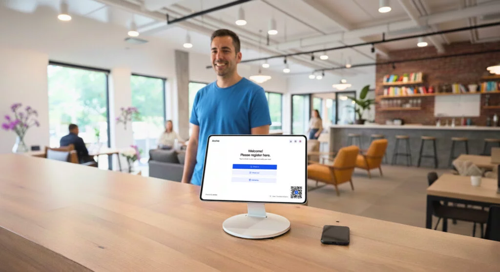 Archie Coworking - Visitor management kiosk.