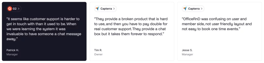 OfficeRnD - negative user reviews.