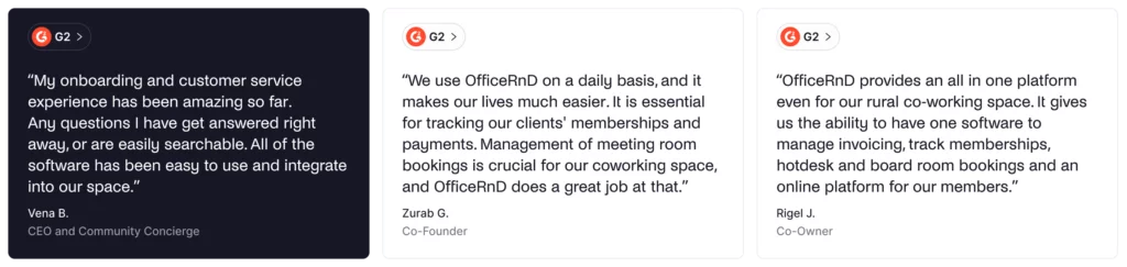 OfficeRnD - positive user reviews.