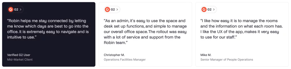 Robin - positive G2 reviews.