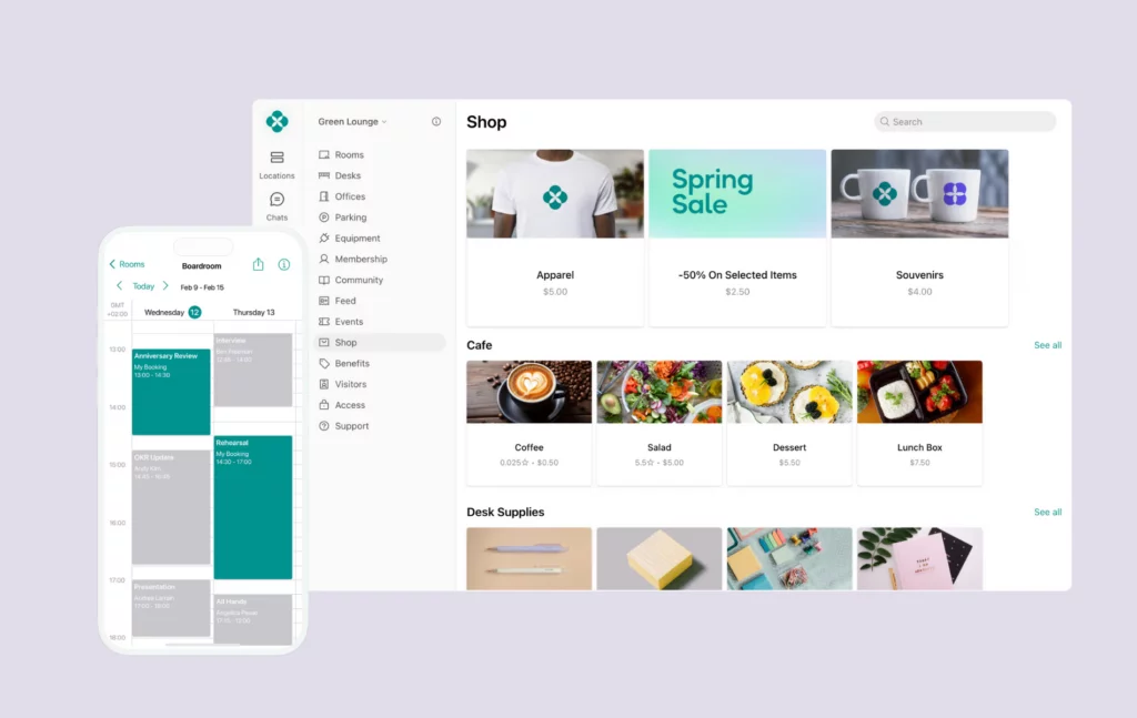 Spacebring UI mockup.