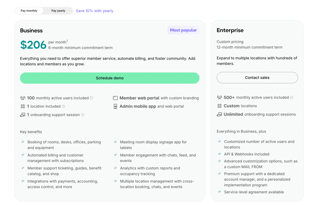 Spacebring - updated pricing plans.