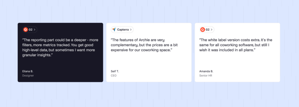 Reseñas negativas sobre Archie.