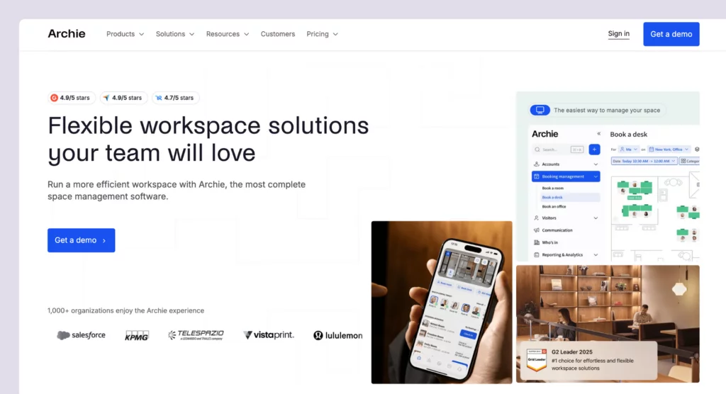Archie software website mockup.