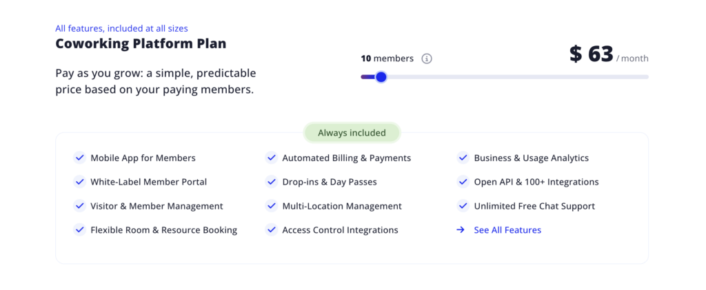 Cobot - coworking pricing plans.