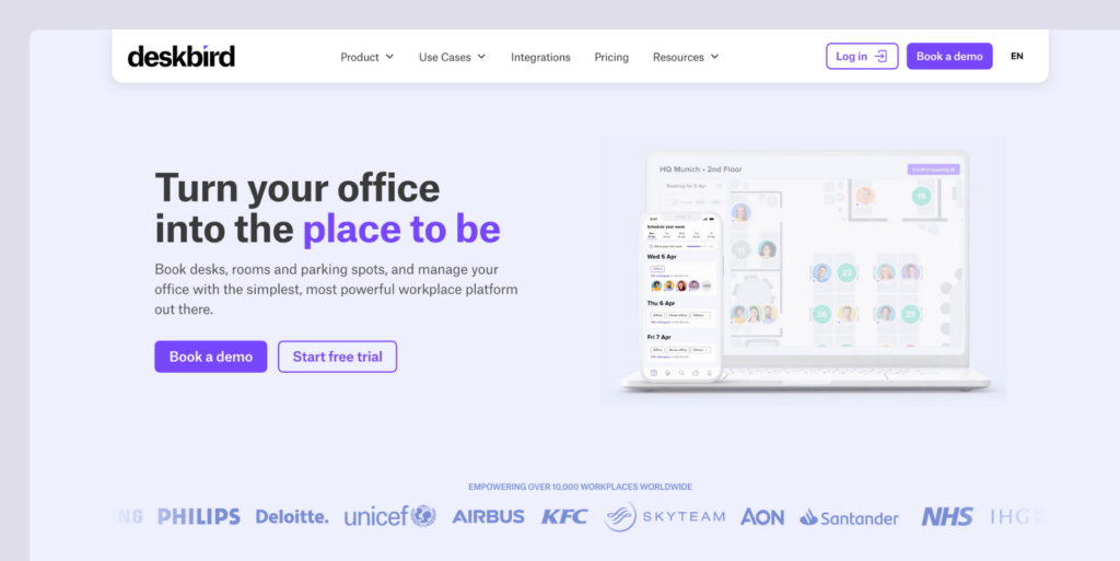 Deskbird software website.