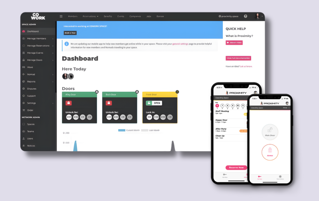 Proximity Coworking UI Mockup.