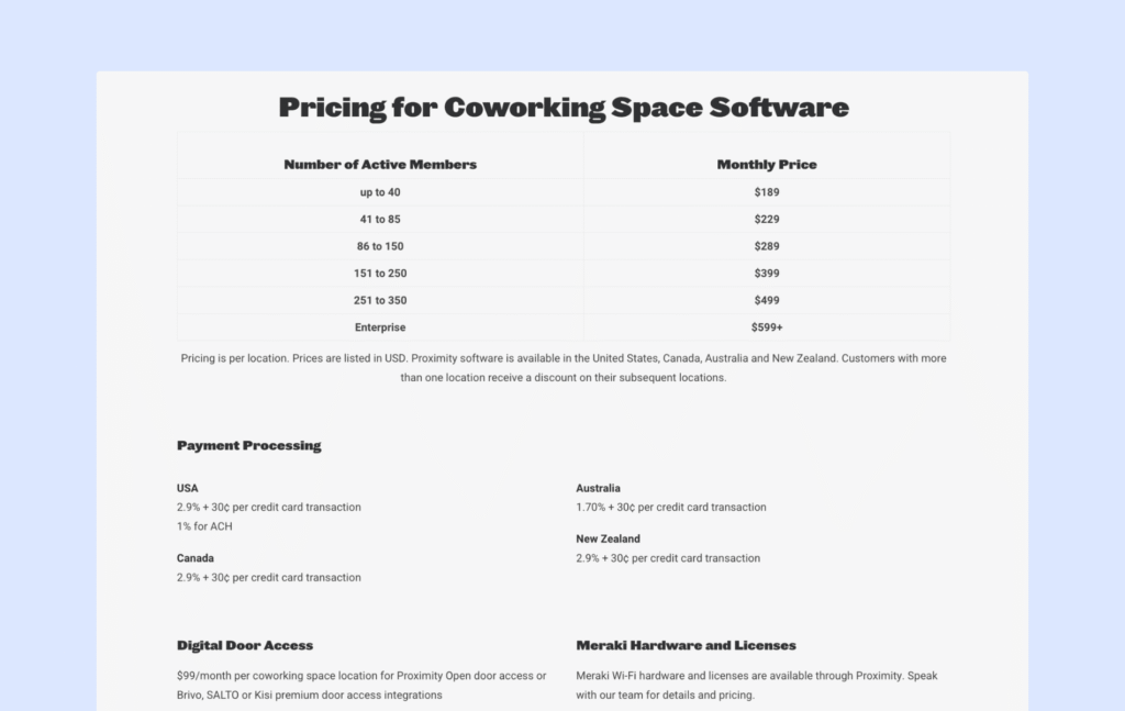 Planes de precios por proximidad.