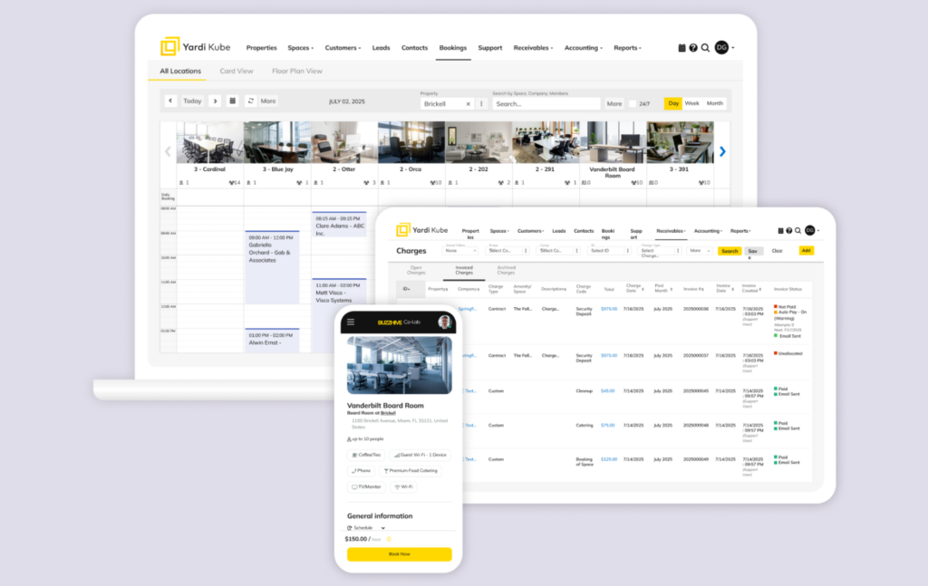 Yardi Kube Coworking UI Mockup.