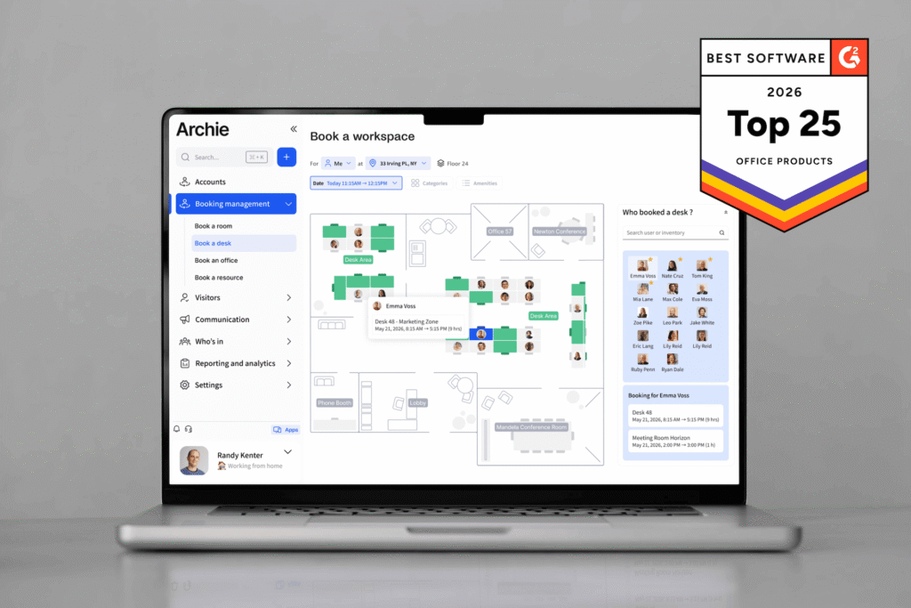 Archie awarded the best office management software by G2.