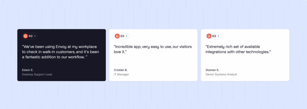 Envoy Visitors - positive reviews.