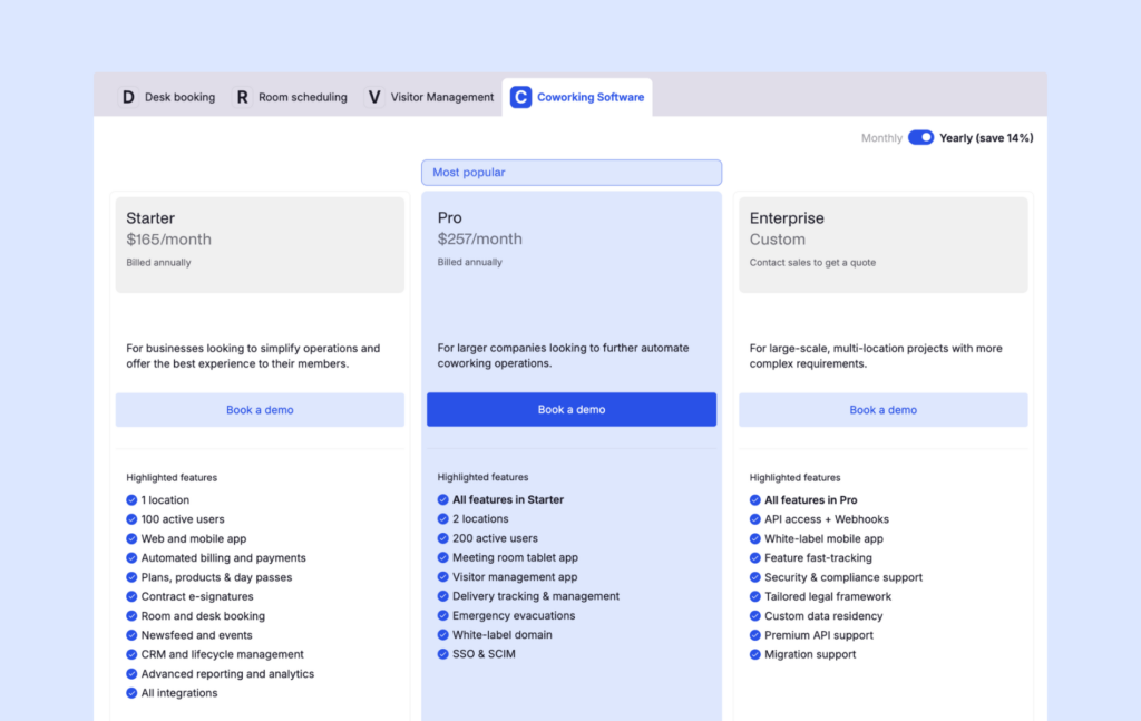 Archie Coworking precios actualizados.