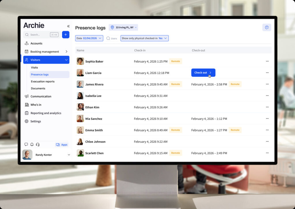 Archie Visitors - Digital visitor log.