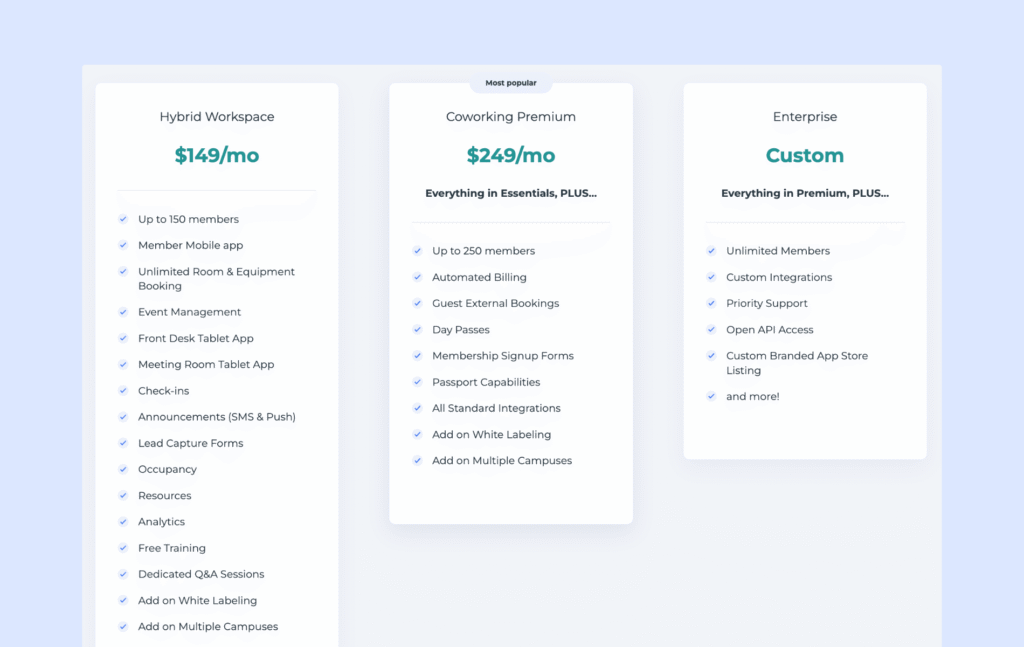 Coworks - updated pricing.