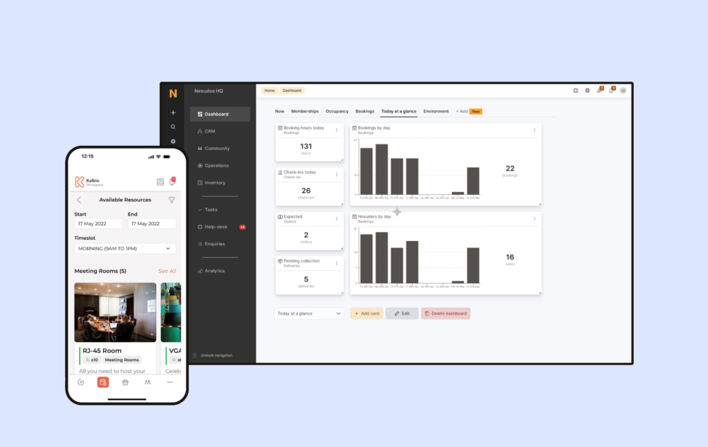 Vistas de la aplicación Nexudus.