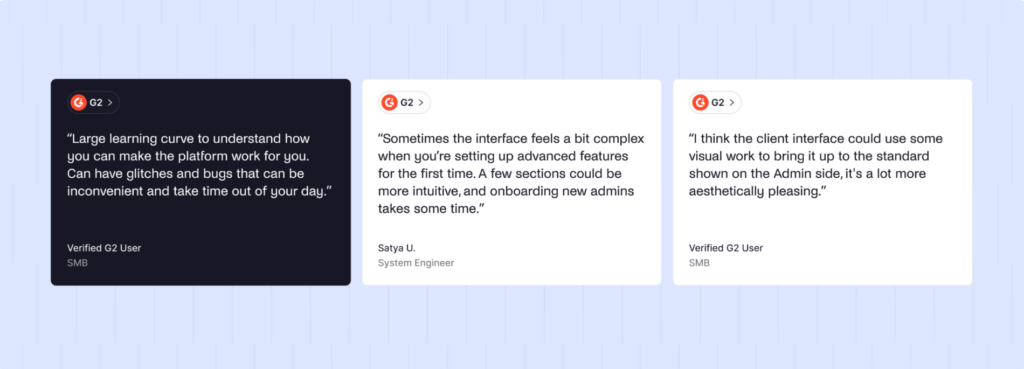 Opiniones negativas sobre Nexudus.